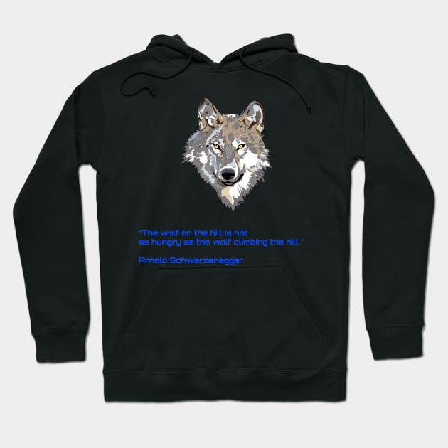 Wolf with qoute (blue) Hoodie by MN-STORE